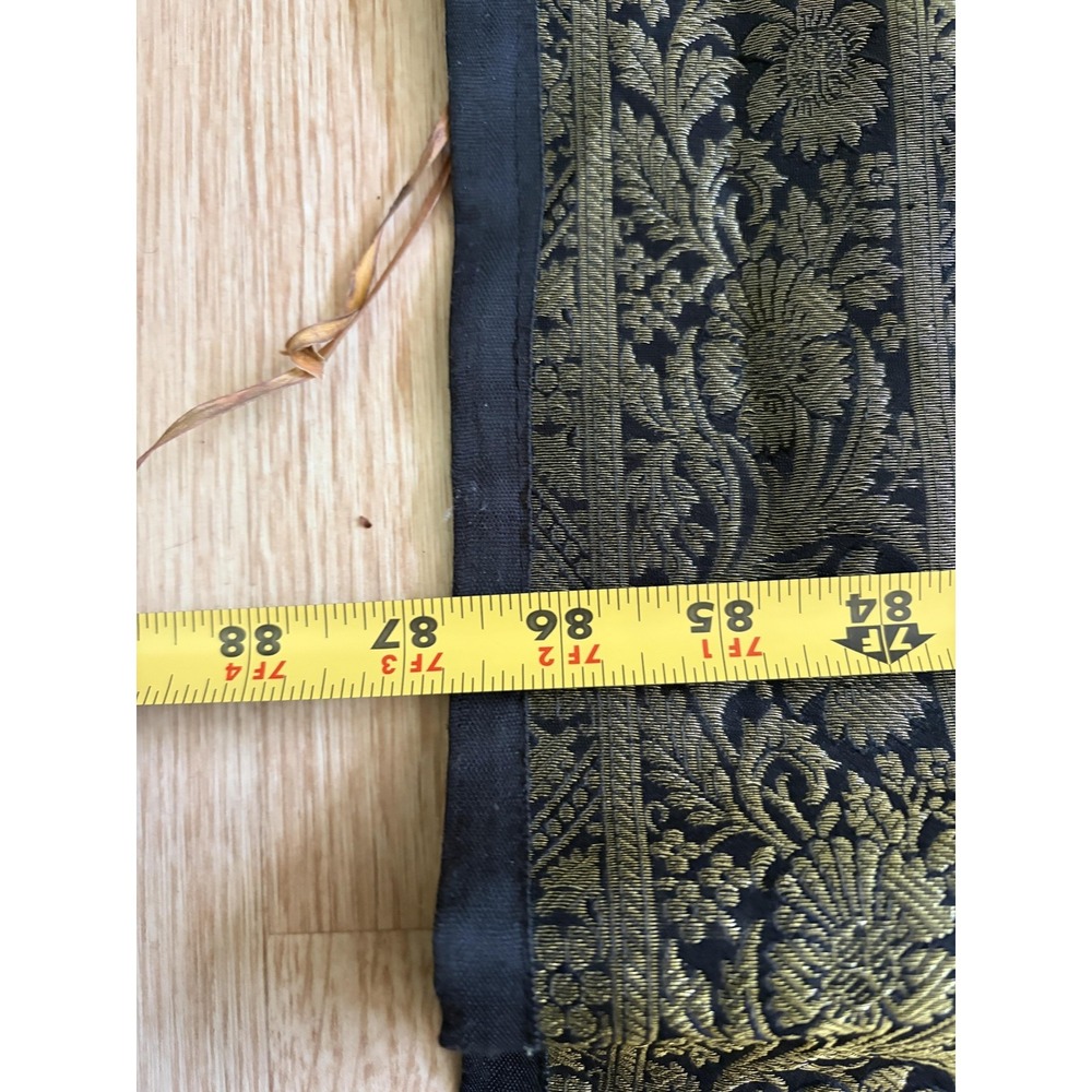Indian Elephant Quilt Bedspread 102x88 Black Gold Silk Look Throw Decor Boho - Picture 8 of 12